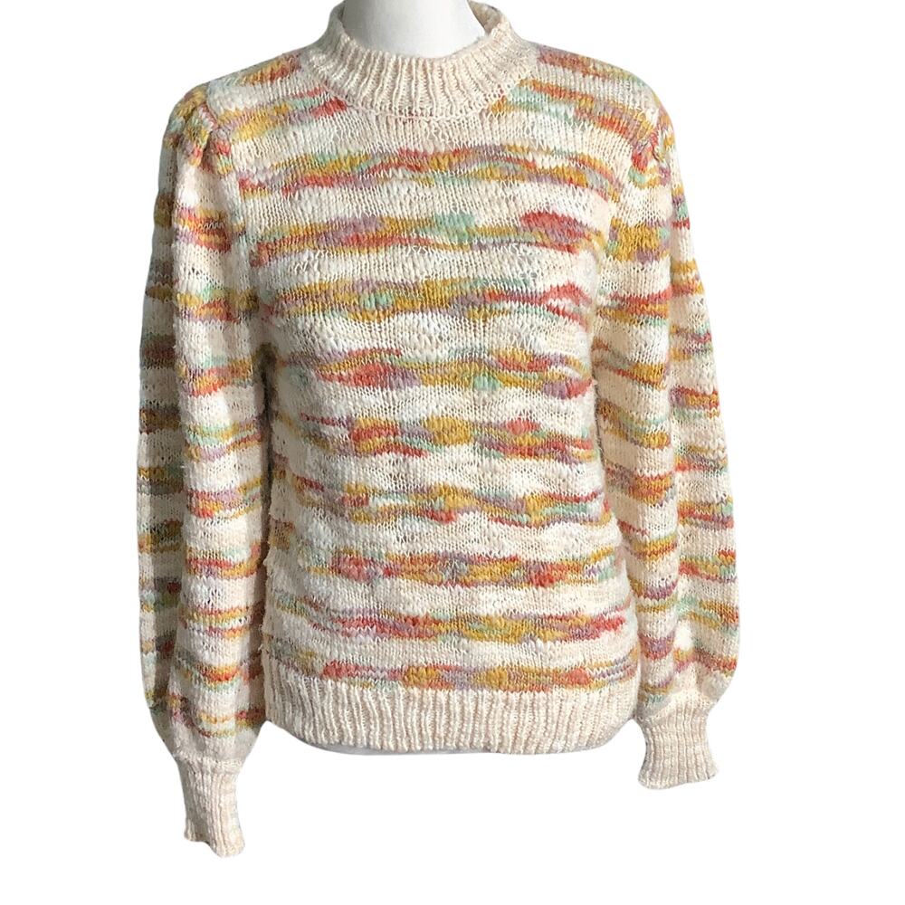 Dear John Cream Multicolor Striped Sweater Women’s XS — Coastal, Boho, Cozy